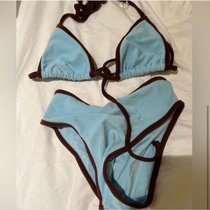 Frankie’s Bikinis: Tia Terry Triangle Bikini Top and Bottom in Dolphin
